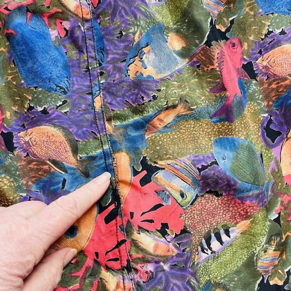 Stefano Rossini Silk Boxer Lounge Sleep Shorts Mens M Fish Ocean Pull On - Picture 9 of 9